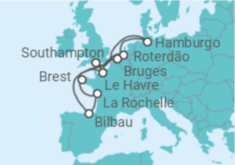 Itinerário do Cruzeiro França, Reino Unido, Alemanha, Holanda, Espanha TI - MSC Cruzeiros