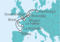 Itinerário do Cruzeiro França, Reino Unido, Alemanha, Holanda, Espanha - MSC Cruzeiros
