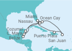 Itinerário do Cruzeiro Bahamas, Porto Rico, EUA, México, Belize - MSC Cruzeiros