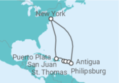 Itinerário do Cruzeiro Porto Rico, Ilhas Virgens Americanas, Sint Maarten, Antígua E Barbuda - MSC Cruzeiros