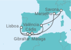 Itinerário do Cruzeiro França, Gibraltar, Portugal, Espanha - Costa Cruzeiros