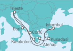 Itinerário do Cruzeiro Fantasia da Grécia e Turquia 2025 - MSC Cruzeiros