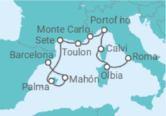 Itinerário do Cruzeiro Espanha, França, Monaco, Itália - Seabourn