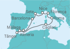 Itinerário do Cruzeiro Espanha, Itália, França - Holland America Line