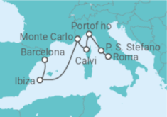 Itinerário do Cruzeiro Espanha, Monaco, Itália - Explora Journeys
