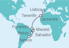 Itinerário do Cruzeiro De Lisboa a Santos - Costa Cruzeiros