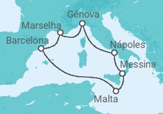 Itinerário do Cruzeiro Itália, Malta, Espanha, França TI - MSC Cruzeiros