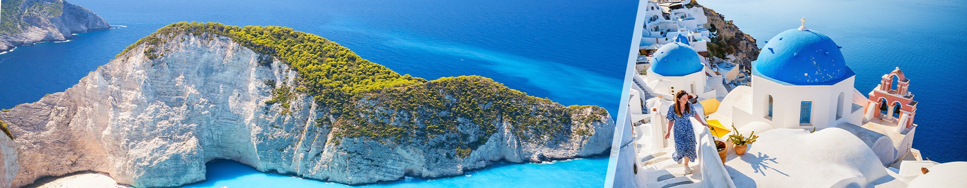 Santorini, Cefalónia e Zakynthos de avião
