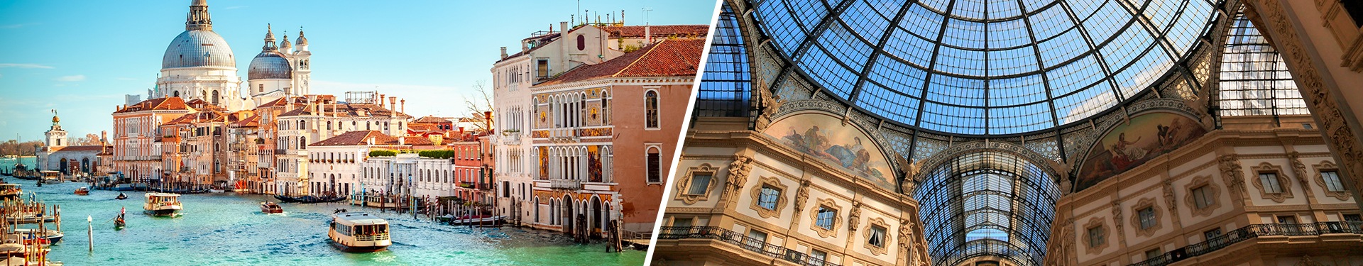 Veneza e Milão de comboio