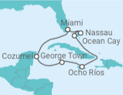 Itinerário do Cruzeiro Bahamas, Jamaica, Ilhas Caimão, México - MSC Cruzeiros