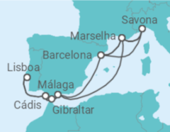 Itinerário do Cruzeiro Mediterrâneo desde Lisboa - Costa Cruzeiros