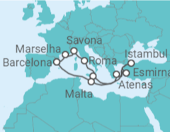 Itinerário do Cruzeiro França, Itália, Grécia, Turquia, Malta - Costa Cruzeiros