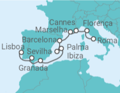 Itinerário do Cruzeiro Itália, França, Espanha - NCL Norwegian Cruise Line