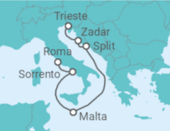 Itinerário do Cruzeiro Croácia, Malta, Itália - Cunard