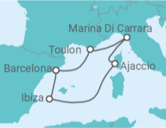 Itinerário do Cruzeiro Irresistível Mediterrâneo - Virgin Voyages