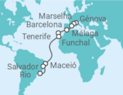 Itinerário do Cruzeiro França, Espanha, Portugal, Brasil - MSC Cruzeiros