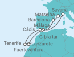 Itinerário do Cruzeiro França, Itália, Espanha, Gibraltar - Costa Cruzeiros