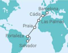 Itinerário do Cruzeiro Espanha, Cabo Verde, Brasil - Costa Cruzeiros