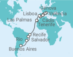 Itinerário do Cruzeiro De Génova a Buenos Aires - MSC Cruzeiros