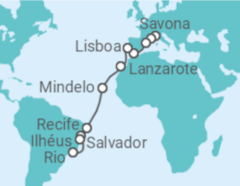 Itinerário do Cruzeiro De Savona a Rio de Janeiro - Costa Cruzeiros