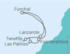 Itinerário do Cruzeiro Ilhas Canárias a partir do Funchal - MSC Cruzeiros