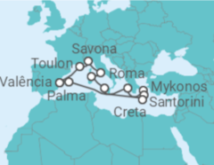 Itinerário do Cruzeiro Espanha, Grécia, Itália, França - Costa Cruzeiros