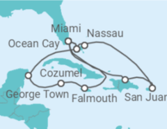 Itinerário do Cruzeiro Jamaica, Ilhas Caimão, México, EUA, Porto Rico, Bahamas - MSC Cruzeiros