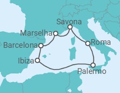 Itinerário do Cruzeiro Itália, França, Espanha, Ilhas Baleares - Costa Cruzeiros