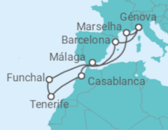 Itinerário do Cruzeiro Espanha, França, Itália, Marrocos TI - MSC Cruzeiros