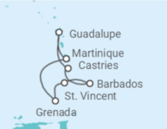 Itinerário do Cruzeiro Guadalupe, Santa Lúcia, Barbados TI - MSC Cruzeiros