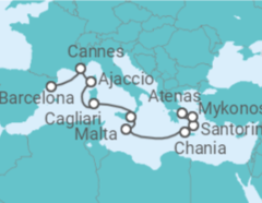 Itinerário do Cruzeiro França, Itália, Malta, Grécia - Virgin Voyages