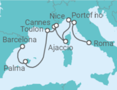 Itinerário do Cruzeiro Itália, França, Espanha - Royal Caribbean