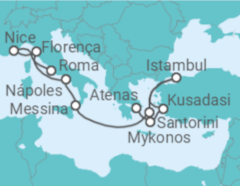 Itinerário do Cruzeiro Grécia, Turquia, Itália, França - NCL Norwegian Cruise Line