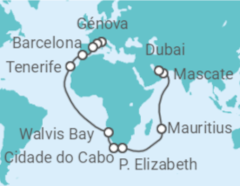 Itinerário do Cruzeiro De Génova a Dubai - Costa Cruzeiros