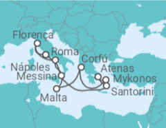 Itinerário do Cruzeiro Itália e Ilhas Gregas  - NCL Norwegian Cruise Line