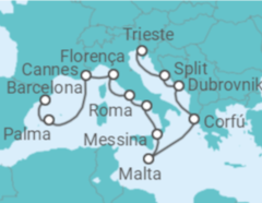 Itinerário do Cruzeiro De Barcelona a Trieste - NCL Norwegian Cruise Line