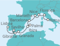 Itinerário do Cruzeiro De Roma a Lisboa 2024 - NCL Norwegian Cruise Line