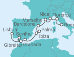 Itinerário do Cruzeiro De Lisboa a Roma 2024 - NCL Norwegian Cruise Line