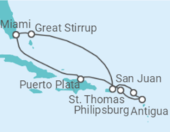 Itinerário do Cruzeiro Ilhas Virgens Americanas, Antígua E Barbuda, Sint Maarten, Porto Rico - NCL Norwegian Cruise Line