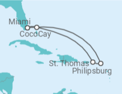 Itinerário do Cruzeiro Mergulho nas Caraíbas - Royal Caribbean