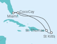 Itinerário do Cruzeiro Caraíbas Icónicas e Ilhas Virgens - Royal Caribbean