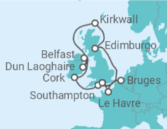 Itinerário do Cruzeiro Reino Unido, Bélgica, França - NCL Norwegian Cruise Line