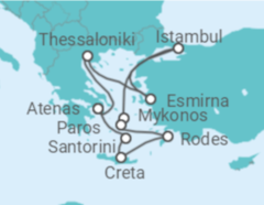 Itinerário do Cruzeiro Tesouros das Ilhas Gregas VI - NCL Norwegian Cruise Line
