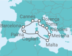 Itinerário do Cruzeiro França, Itália, Malta, Espanha - NCL Norwegian Cruise Line