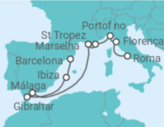 Itinerário do Cruzeiro Espanha, Gibraltar, França, Itália - Princess Cruises