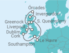 Itinerário do Cruzeiro Irlanda, Reino Unido, França - Princess Cruises
