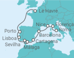 Itinerário do Cruzeiro Itália, Espanha, Portugal - NCL Norwegian Cruise Line