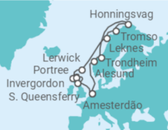 Itinerário do Cruzeiro Noruega, Reino Unido - Holland America Line