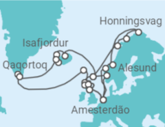 Itinerário do Cruzeiro Reino Unido, Islândia, Dinamarca, Noruega - Holland America Line