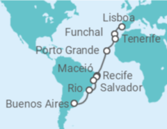 Itinerário do Cruzeiro De Lisboa a Buenos Aires  - NCL Norwegian Cruise Line